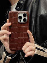 Grey & Brown Alligator Texture Phone Case for iPhone